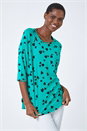 Green Heart Print Blouson Top, Image 4 of 5