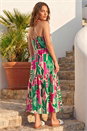 Pink Petite Print Tiered Hem Maxi Dress, Image 3 of 4