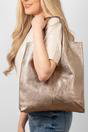 Champagne Metallic Italian Leather Shoulder Bag, Image 3 of 4