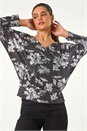 Silver Sparkle Foil Blouson Stretch Top, Image 4 of 5