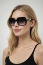 Black Round Square Side Detail Sunglasses In Black, Image 1 of 4