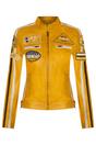 Yellow Infinity Leather Yellow Biker Racing Badges Leather Jacket, Image 1 of 5