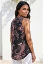 Black Paisley Puff Print Vest Top, Image 2 of 4