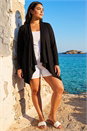 Black Curve Waterfall Front Jersey Cardigan, Image 3 of 4
