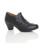 Navy Blue AJVANI Navy Blue Mid Heel Brogue Button Ankle Boots Shoe Boots, Image 1 of 6