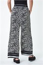 Black Floral Border Print Wide Leg Trouser, Image 3 of 5