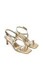 Gold 'Gabriella' Square Toe Mid Stiletto Heel Sandals With Adjustable Strap, Image 5 of 5