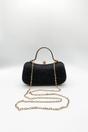Black Diamonte Handle Glitter Clutch Bag with Chain Strap, Image 5 of 5