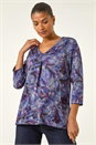 Purple Printed Jersey Snit Top, Image 3 of 5