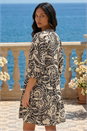 Black Petite Print Button Smock Dress, Image 3 of 4