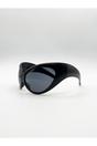 Black Ultra Curved Wrap Around Sunglasses in Black, Image 3 of 6
