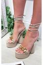 Neutral iKrush Neutral Becky Lace Up High Heels With Chain Detail, Image 1 of 3