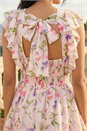Light Pink Floral Border Print Frill Maxi Dress, Image 4 of 4