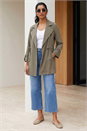 Khaki Tie Waist Longline Jacket, Image 2 of 4