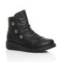 Black AJVANI Black Low Wedge Comfort Button Ankle Boots, Image 1 of 6