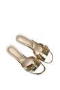 Gold 'Romee' Slip On Low Kitten Heel Mule Sandals, Image 6 of 6