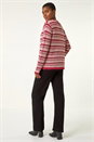 Red Linear Textured Cardigan, Image 3 of 5