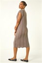 Taupe Textured Zig Zag Knit Midi Dress, Image 3 of 5