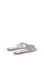 Silver XY LONDON Silver Flat Diamante Strappy Slider Sandals With Square Toe, Image 4 of 6