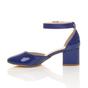 Royal Blue Mid Block Heel Ankle Strap 2 Part Heels, Image 3 of 5