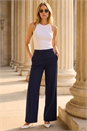 Navy Regular Wide Leg Trouser, Image 1 of 4