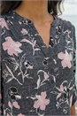 Pink Textured Floral Print V-Neck Stretch Shirt, Image 4 of 4
