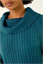 Teal Roll Neck Knitted Jumper Dress, Image 5 of 5