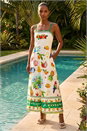 Ivory  Fruit Print Strappy Midi Dress, Image 3 of 4