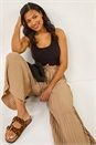 Natural Pleated Wide Leg Stretch Culottes, Image 1 of 5
