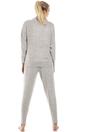 Grey Camille Lingerie Grey Long Sleeve Cowl Neck Pyjama set, Image 3 of 5
