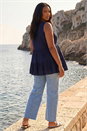Navy  Curve Lace Detail Vest Top, Image 3 of 4