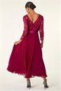 Wine Petite Lace Contrast Bodice Dress, Image 3 of 5