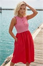Red Petite Stripe Ribbed Midi Dress , Image 1 of 4