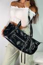Black Large Tote Bag With Zip And Metal Hardware, Image 1 of 5