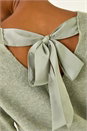 Sage Ribbon Bow Tie Back Jumper, Image 5 of 5