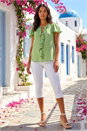 Mint Frilled Sleeve Tie Front Top, Image 2 of 4
