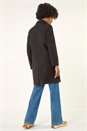 Black Tailored Longline Coat, Image 3 of 5