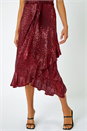 Red Halter Neck Sequin Midi Stretch Dress, Image 5 of 5