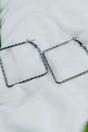 Black Hammered Square Threader Hoop Earrings, Image 2 of 2