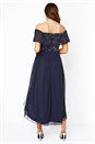 Navy  Bardot Sequin Midi Dress, Image 2 of 4