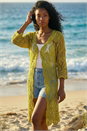 Olive Crochet Longline Knit Cardigan, Image 2 of 4