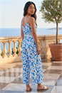Blue Petite Textured Floral Jumpsuit , Image 3 of 4