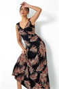 Rust Tropical Puff Print Wrap Maxi Dress, Image 1 of 5