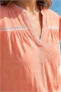 Coral Petite Stitch Detail V-Neck Top, Image 4 of 4