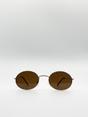 Brown SVNX Brown Round Metal Frame Sunglasses, Image 1 of 4