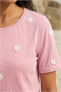 Pink Textured Floral Stretch T-Shirt, Image 4 of 4