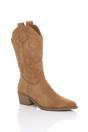 Camel Low Cuban Heel Embroidered Cowboy Western Boots, Image 1 of 4