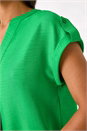 Green Pleated Notch Neck Top, Image 5 of 5