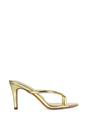 Gold XY LONDON Gold 'Celina' Stiletto High Heel Mules With Thong Strap, Image 1 of 6