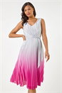 PINK Pleated Ombre Midi Dress, Image 2 of 5